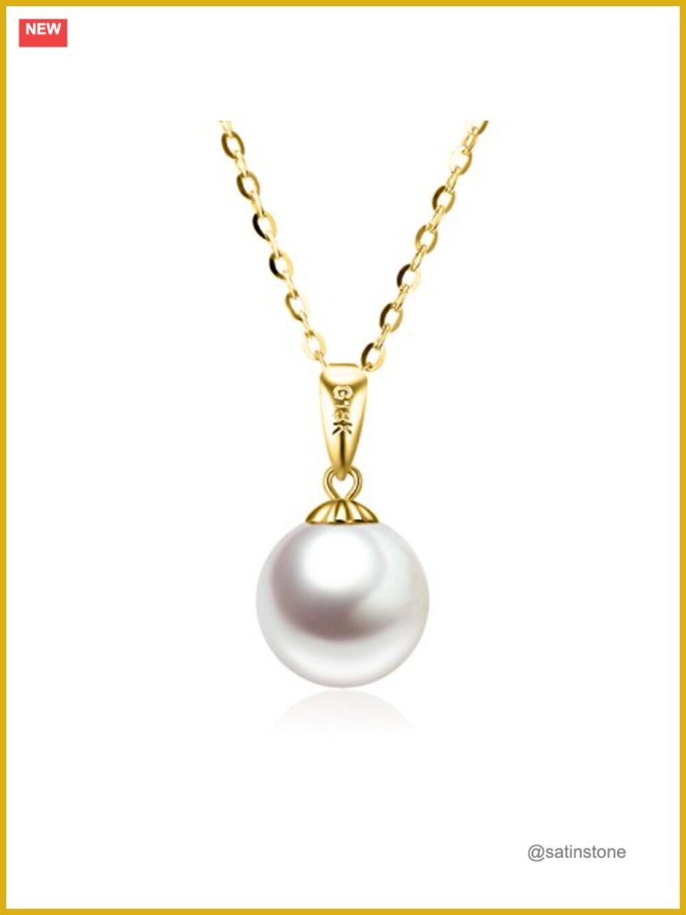 14k Real Gold Freshwater Pearl Pendant Necklace for Women, 18k Gold Pendant,